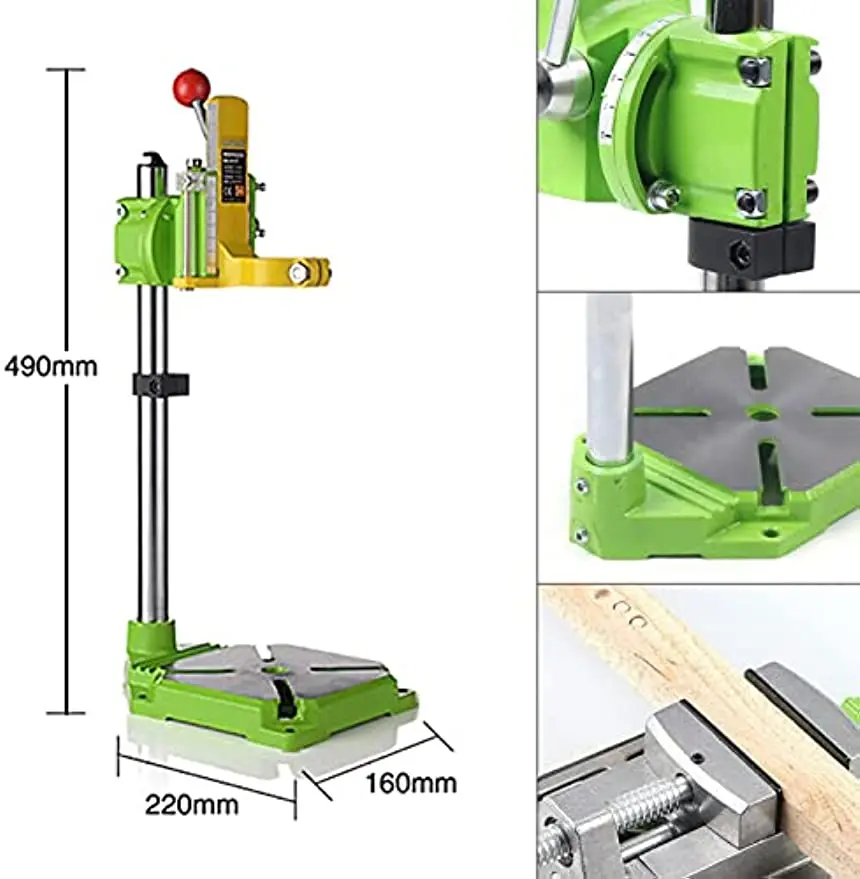 90° Rotable Bench Clamp Drill Stand Drilling Support Electric Drill Holder Bracket Press Workbench Repair Clamp Tool 49cm Height