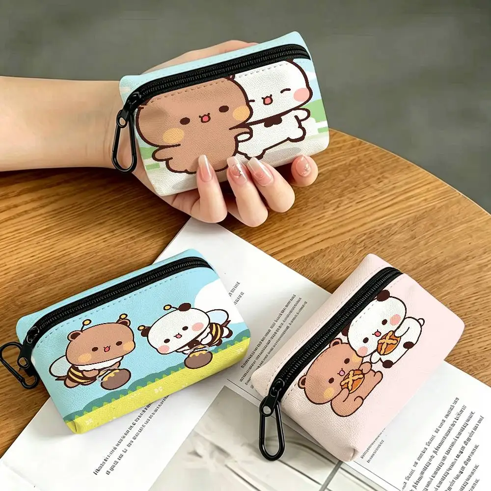 B-BubuDuduS Cute IP Portable Oxford Fabric Mini Wallet Carabiner Design Small Coin Bag For Cards Keys Earphones