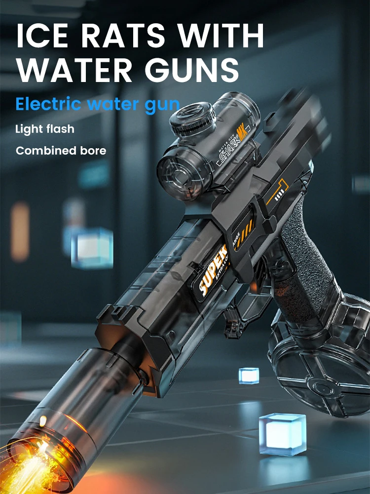 

Electric Automatic Water Gun With Light Sprays Water Continuously High-pressure High-speed Powerful Ice Blast Water Gun Toys