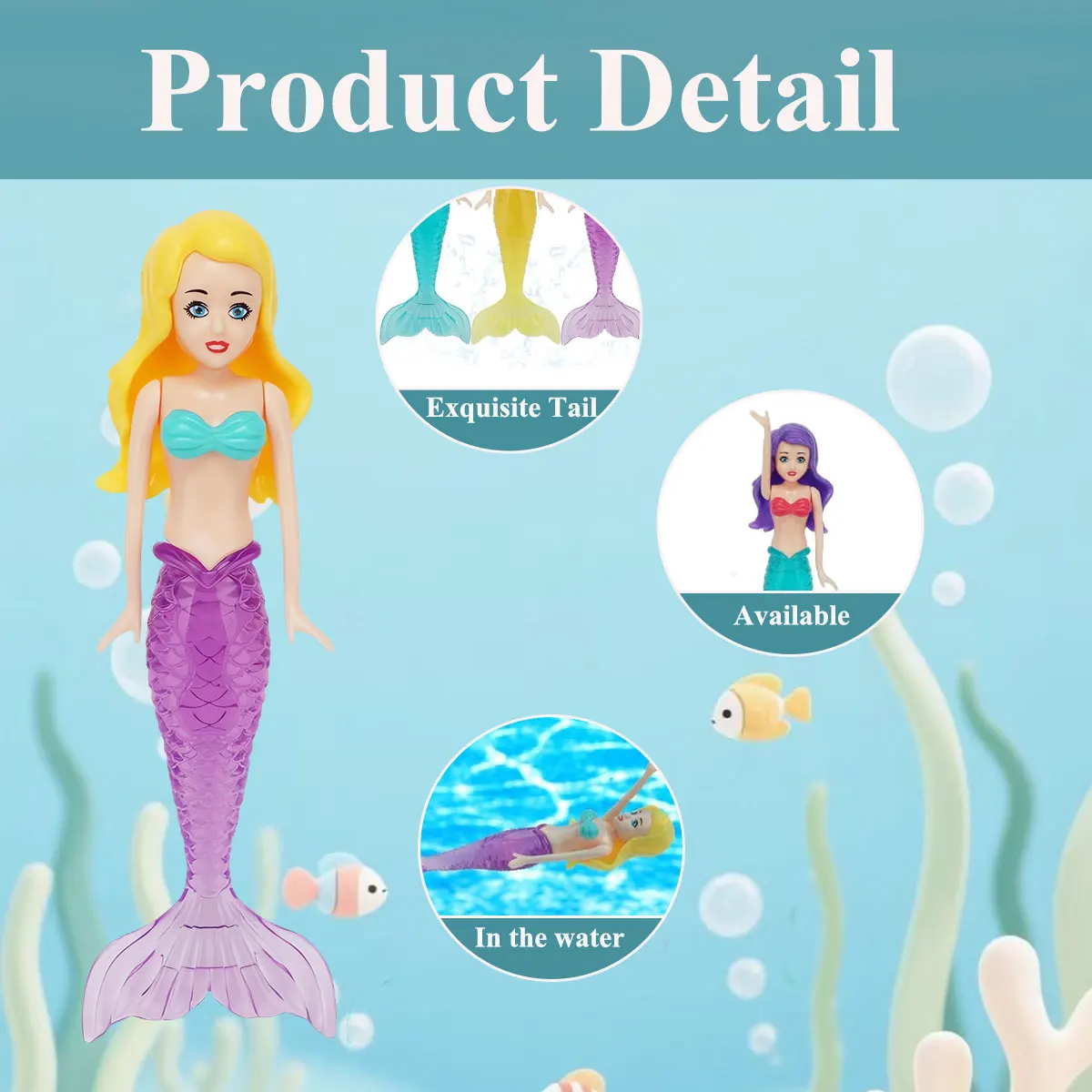 4/3 PCS 1 bag Mermaid Water Play Toys Different Style for Swimming Children Game in Sun Pool/Beach/Bath Time Gift Color Random