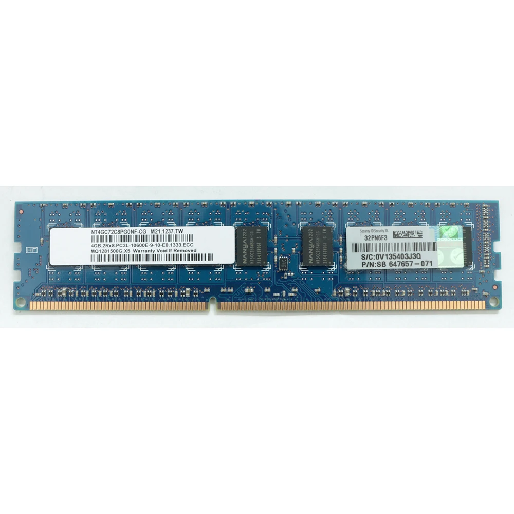 4GB DDR3 1333MHz 2RX8 PC3L-10600E ECC 647907-B21 647657-071 Server Memory Works Perfectly Fast Ship Original Quality