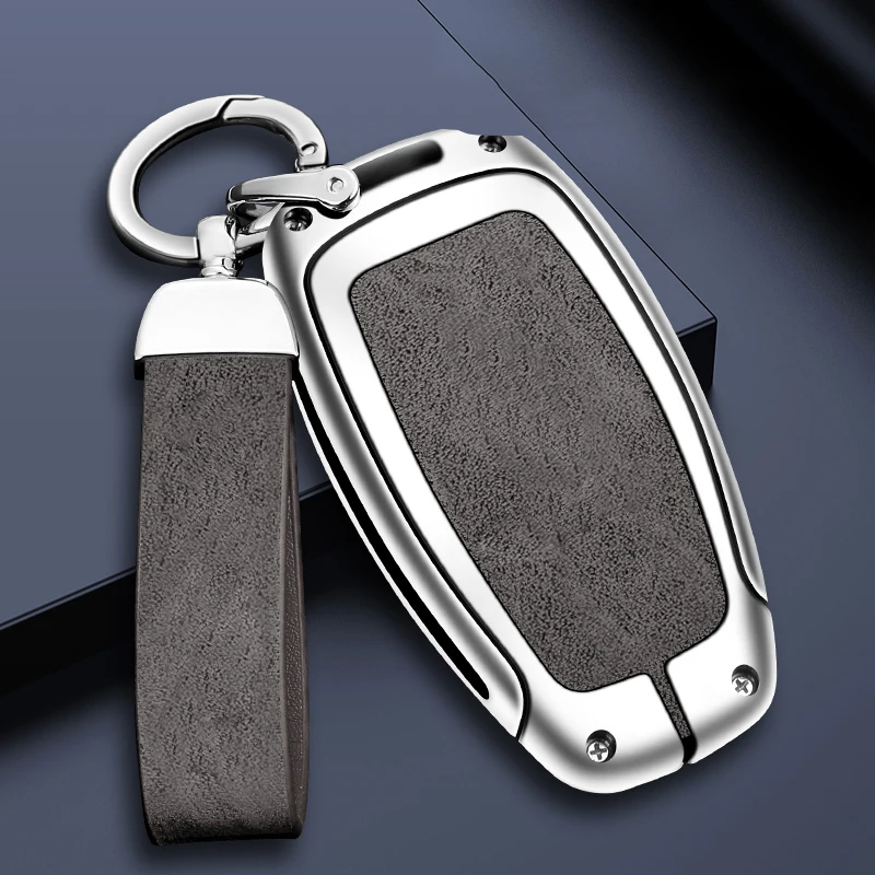 Zinc Alloy Leather Car Key Case Cover for Lincoln Continental MKC MKZ MKX Navigator Aviator Corsair Auto Keychain Accessories