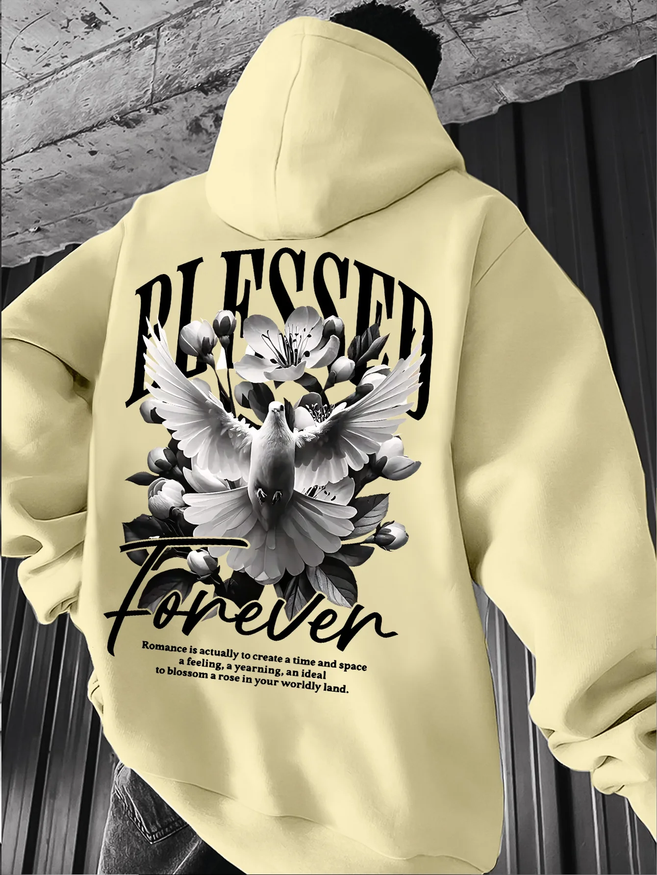 Sudadera con capucha Blessed Forever Print para hombre, estilo hip hop, ropa deportiva, sudadera con capucha extragrande, informal, de manga larga, para deportes