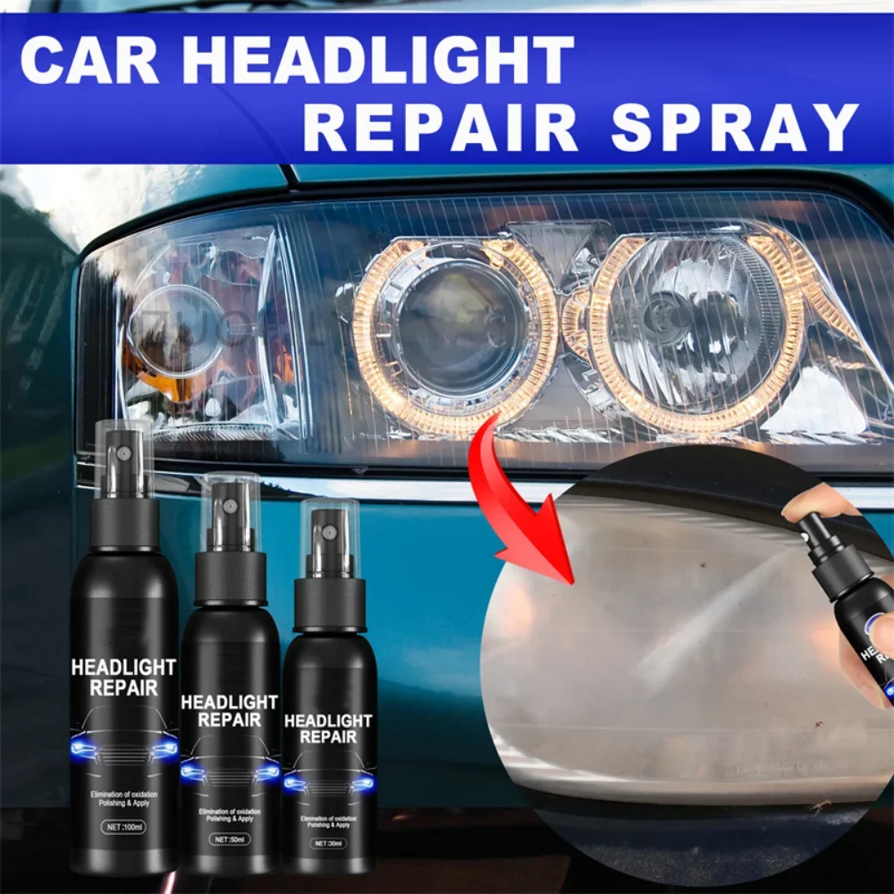 Autokoplamp Reparatie Spray Auto Light Cover Krassen Polijsten Cleaner Kit met sponskoplampen Gerenoveerd onderhoudsmiddel