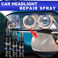 Car Headlight Repair Spray Auto Light Cover Scratches Polishing Cleaner Kit with Sponge Headlights Refurbished Maintenance Agent