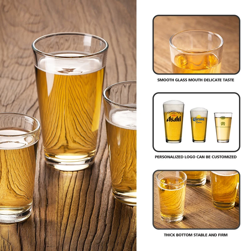 200ml/320ml/470ml American Wide Mouth Beer Mug Pilsner Glass Cup Craft Beer Glass Juice Drink Cup Can Be Customize Patterns