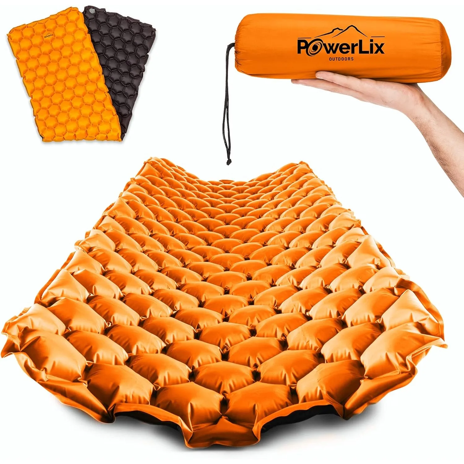 

POWERLIX Ultralight Inflatable Sleeping Pad - Air Mattress for Camping, Backpacking, Hiking with Bag, Repair Kit