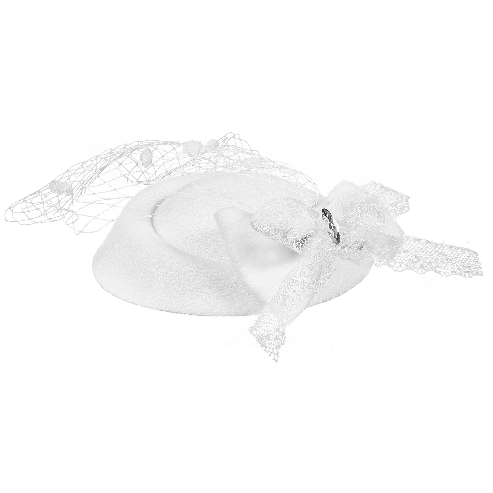 

White Gauze Women Wedding Hat Bride Fascinator Tea Party Elegant Hat for Women Gauze Bridal Accessories Banquet Lace