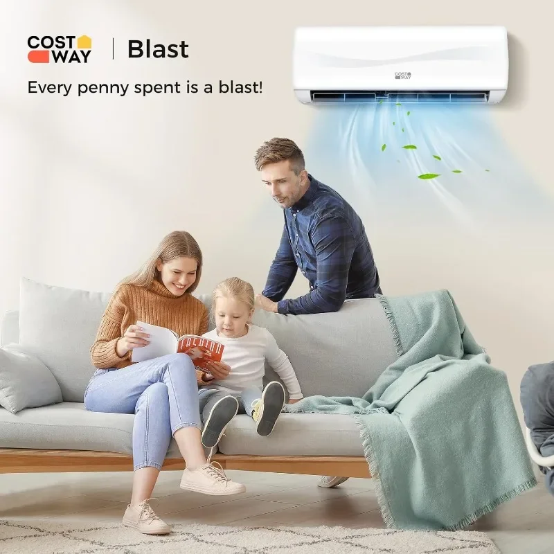 COSTWAY 12000BTU Mini Split Air Conditioner& Heater, 20 SEER2 115V Wall-Mounted Ductless AC Unit Cools Rooms up to 750 Sq. Ft