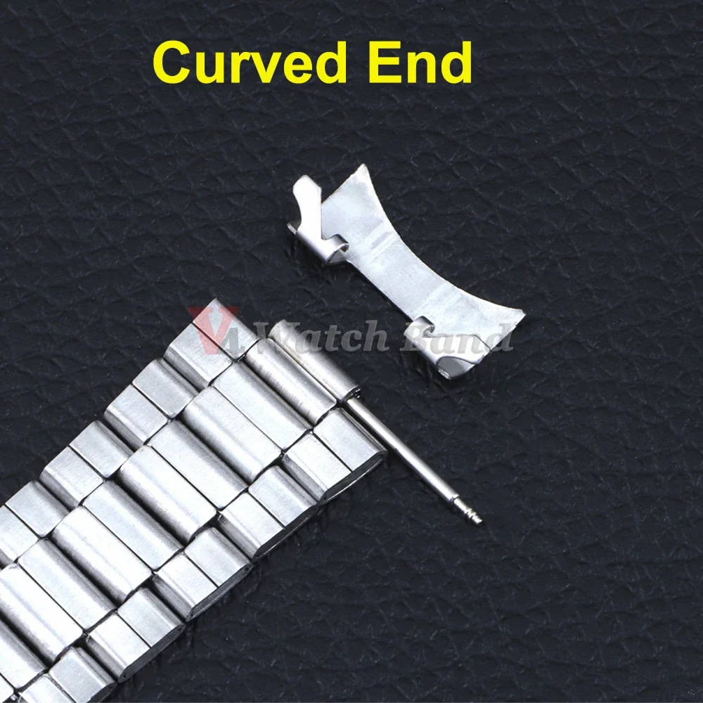 20mm 22mm Arc Bound Sheet Belt Curved End Stainless Steel Strap Not Solid Watch Band Replacement Wristband Men Women Bracelet