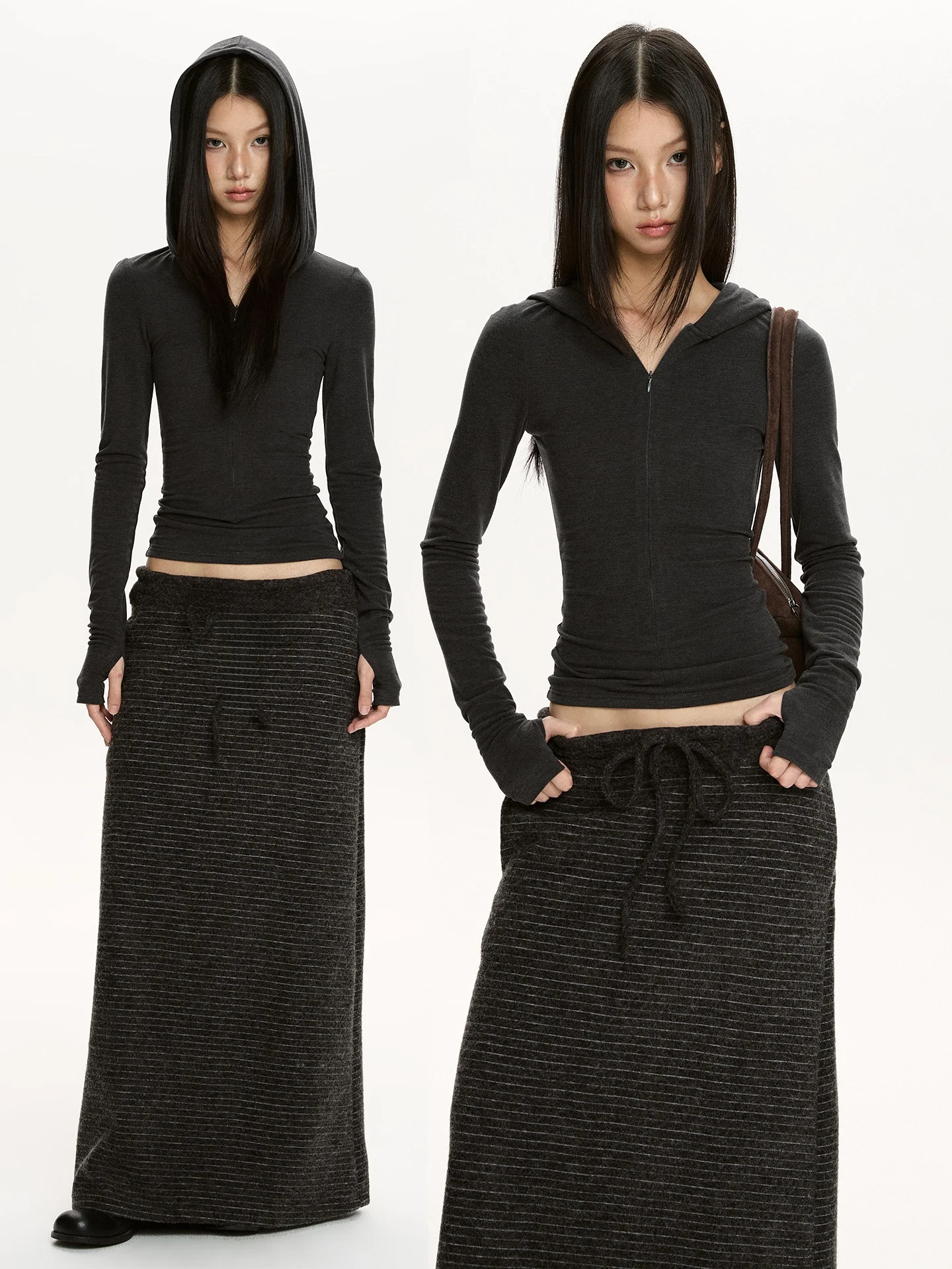 

VAT American Casual Rayon Knitted Zipper Hooded Base irt Women's High-End Sports Slim Long Sve T-irt Breathable