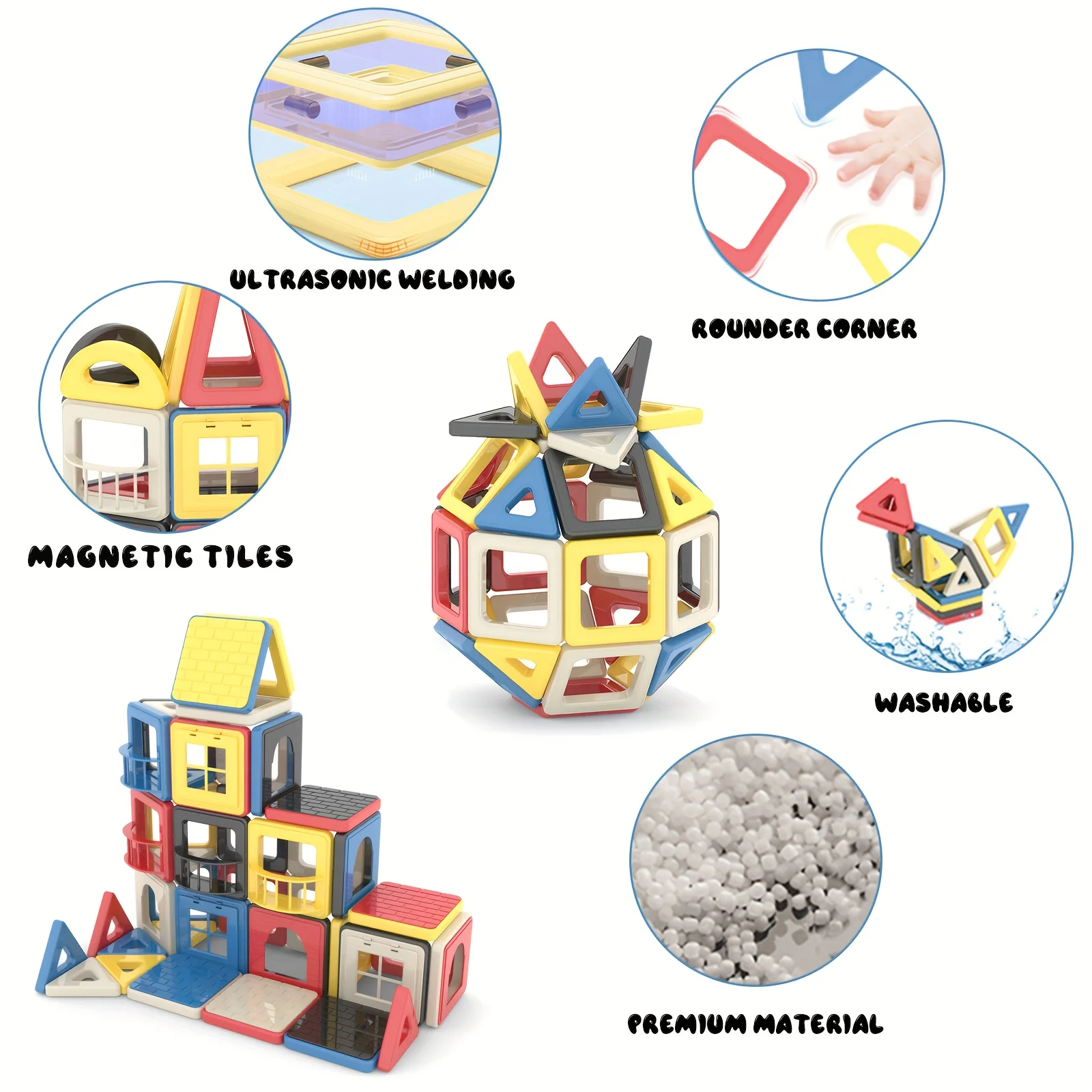 Mini-Größe, 183 Stück, magnetische Fliesen, 3D-Magnetbausteine-Set, pädagogisches Konstruktionsspielzeug für Jungen und Mädchen, STEM