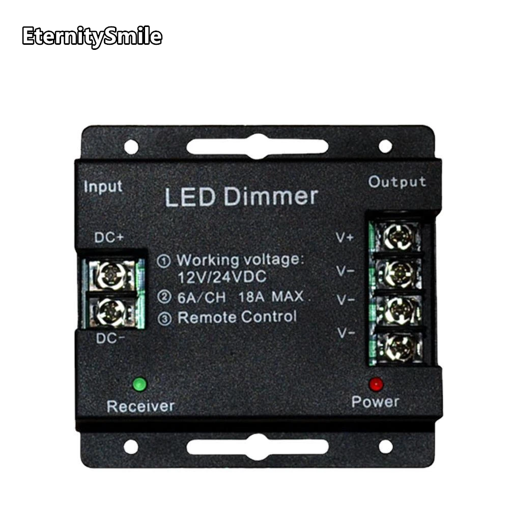 New 18A LED Monochrome Controller Dimmer 12V 24V with RF Wireless Touch Remote Control for Single Color Light Bar Strip Fixtures