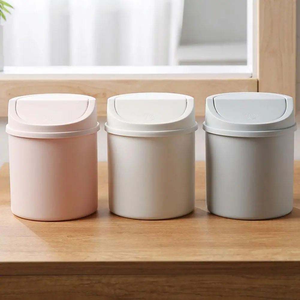Desktop Small Trash Can Cute Sticker Bedroom Girly Home Cute With Lid Net Celebrity Mini Portable Plastic Storage Box
