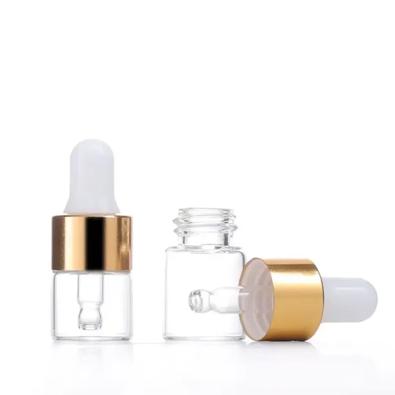 20pcs Mini Dropper Bottles Oil Aromatherapy Bottles with Rose Gold Cap Reagent Pipettes Bottles Transparent Bottle