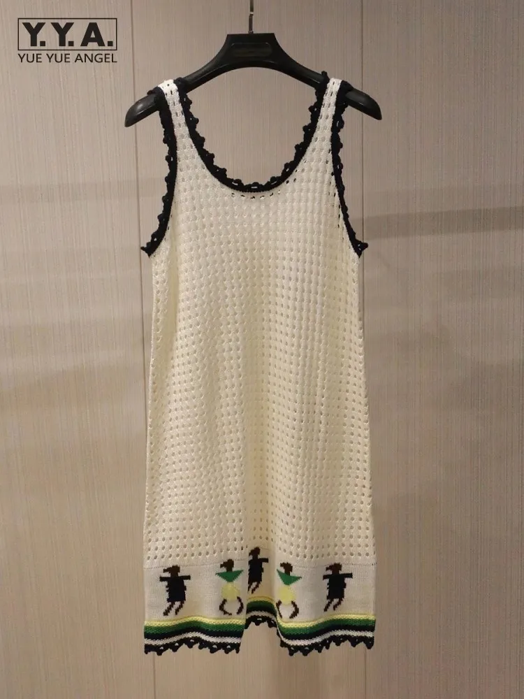 

2025 праздничные летние женские платья без рукавов в этническом стиле, вязаный крючком элегантный сарафан, вечерние повседневные мини-платья выше колена