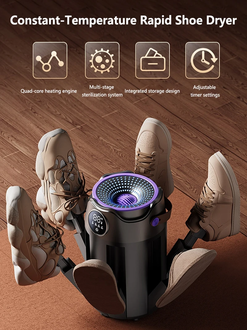 Lenovo Elektrischer Schuhtrockner, tragbar, faltbar, mit Timer, konstanter Temperatur, Entfeuchter, Stiefelwärmer, Trocknungsmaschine für Zuhause und Reisen – Detail 3