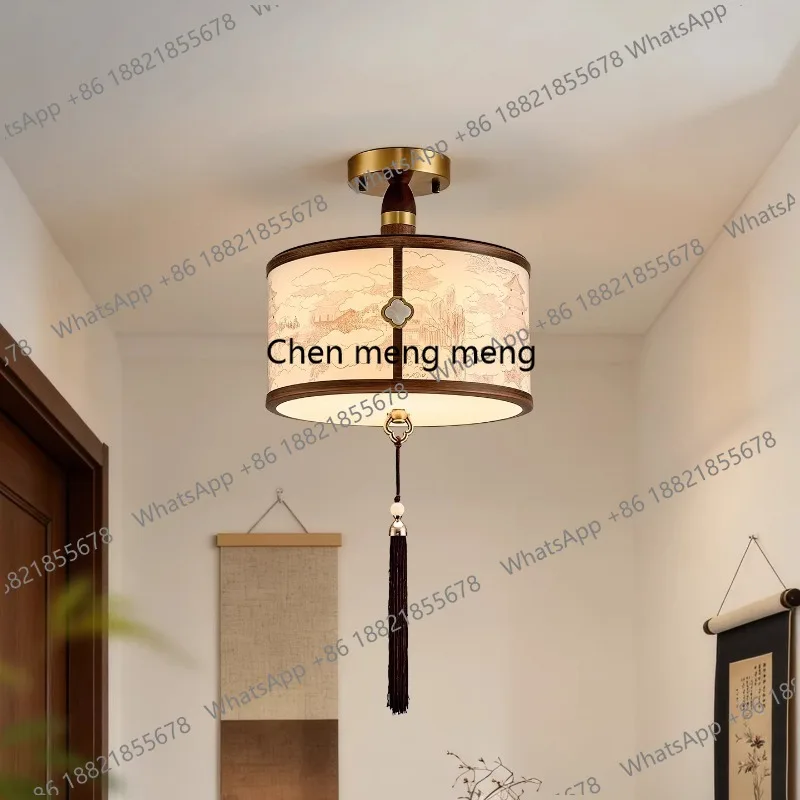 

Song-style aesthetic aisle ceiling light black walnut zen new Chinese-style entrance entrance lamp