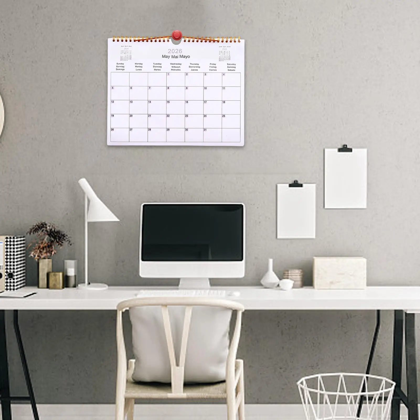 2026 Calendar Decorative Multilingual Coil Calendar 12 Month Modern Decorative Planner for Bedroom Dormitory Apartment Family