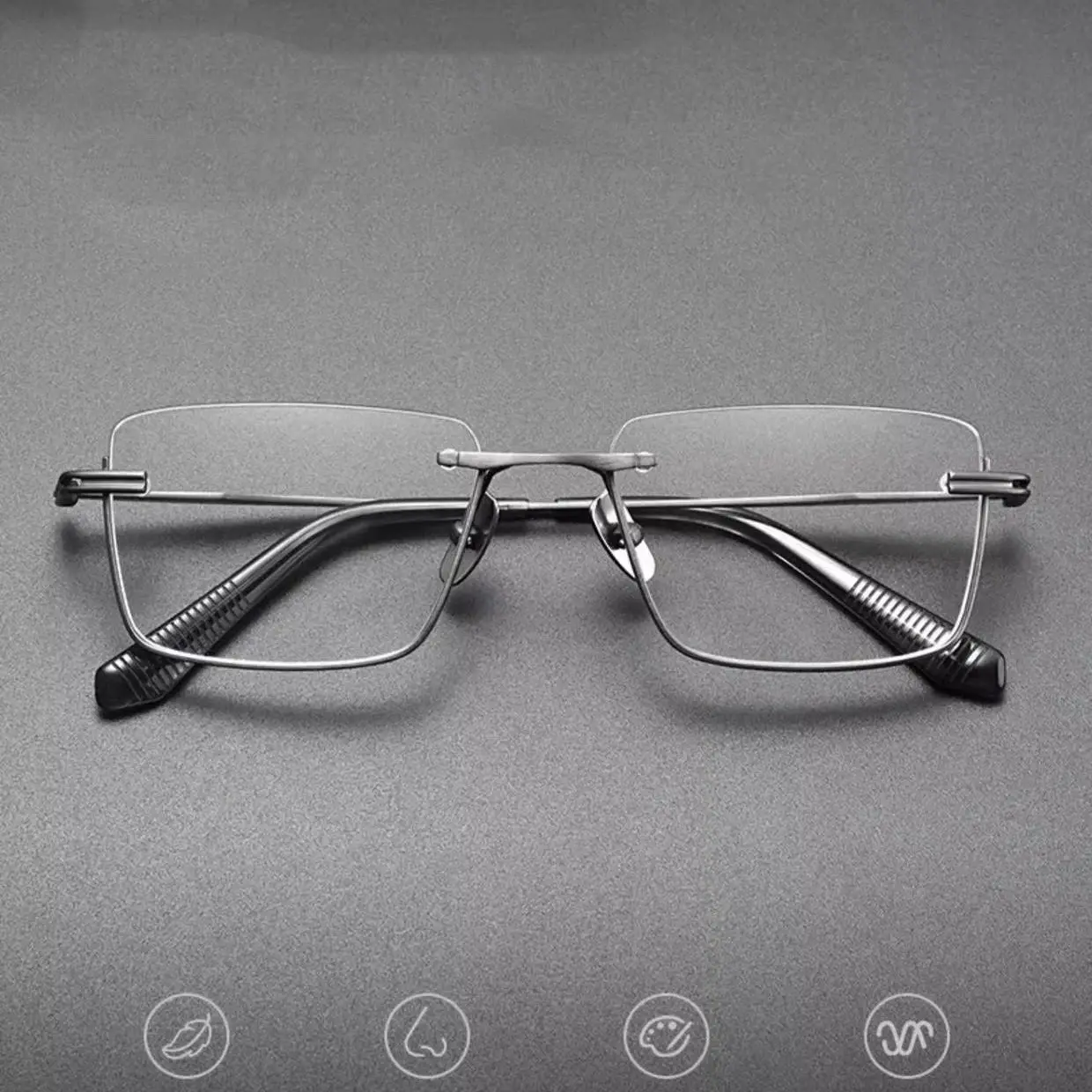 KUXA التيتانيوم النقي الرجال نصف إطار النظارات الطبية قصر النظر البصرية التقدمي واضح الصحيح رؤية العين المضادة للأشعة فوق البنفسجية العدسات Eyewea