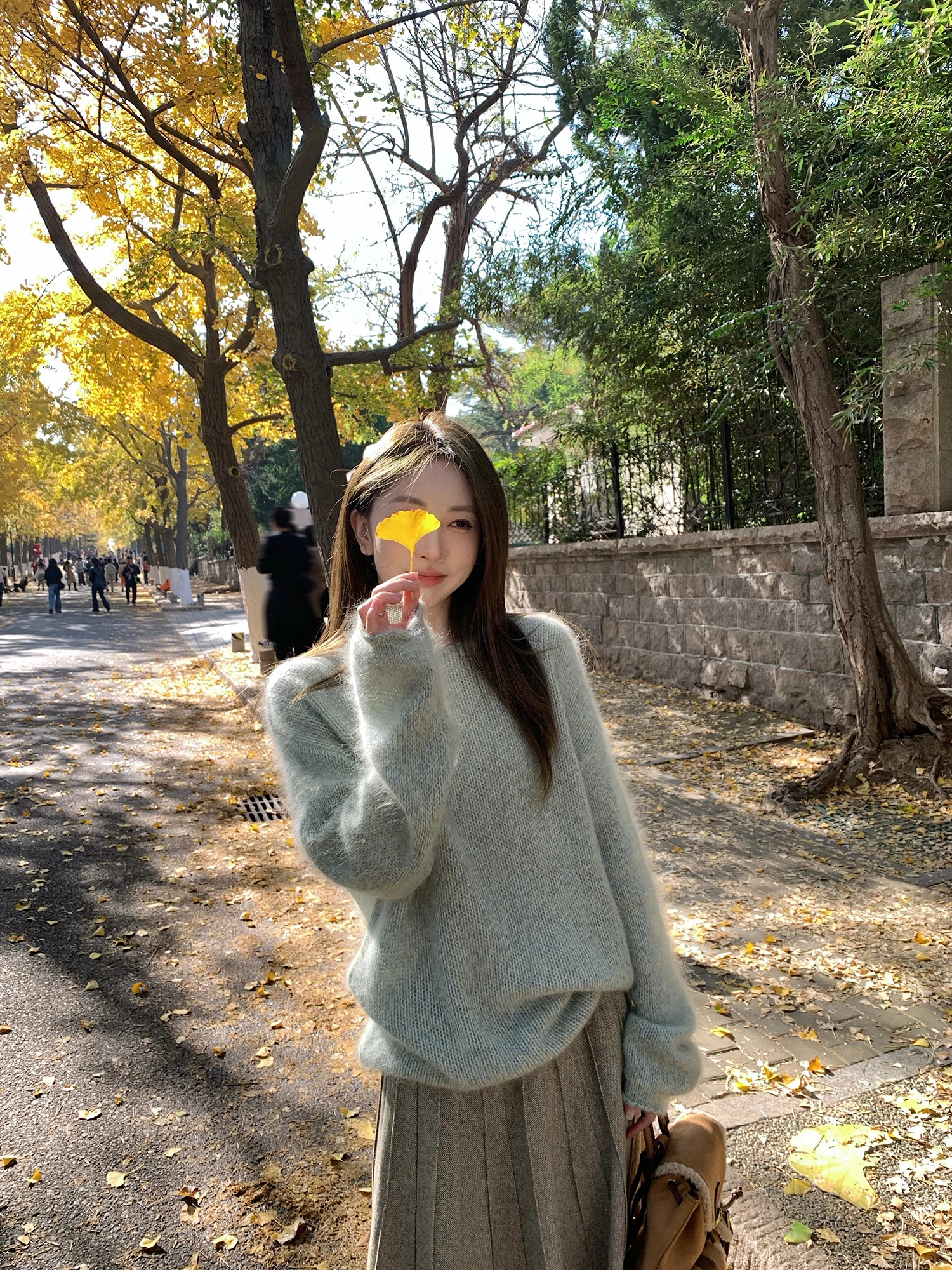 

Вельветовый вязаный свитер с длинными рукавами для женщин, мягкий, теплый, осенне-зимний, модный, повседневный, свободного кроя, с круглым вырезом