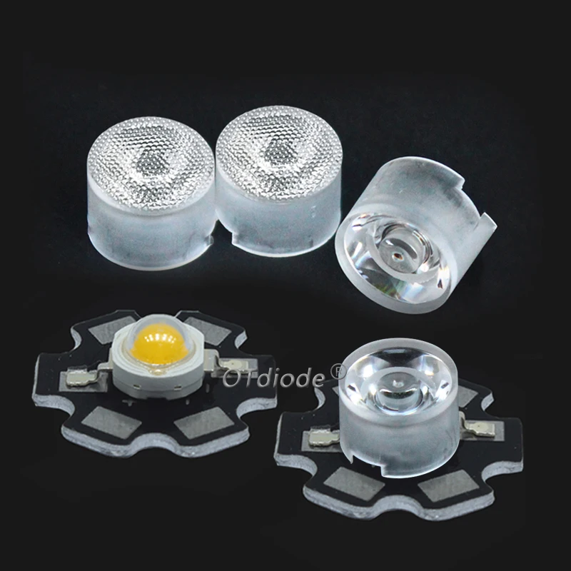 10pcs 1W 3W 5W High Power LED Lens 15mm Waterproof 20 45 90 Degree for IR CCTV LED PCB Convex Reflector Free Holder Lens