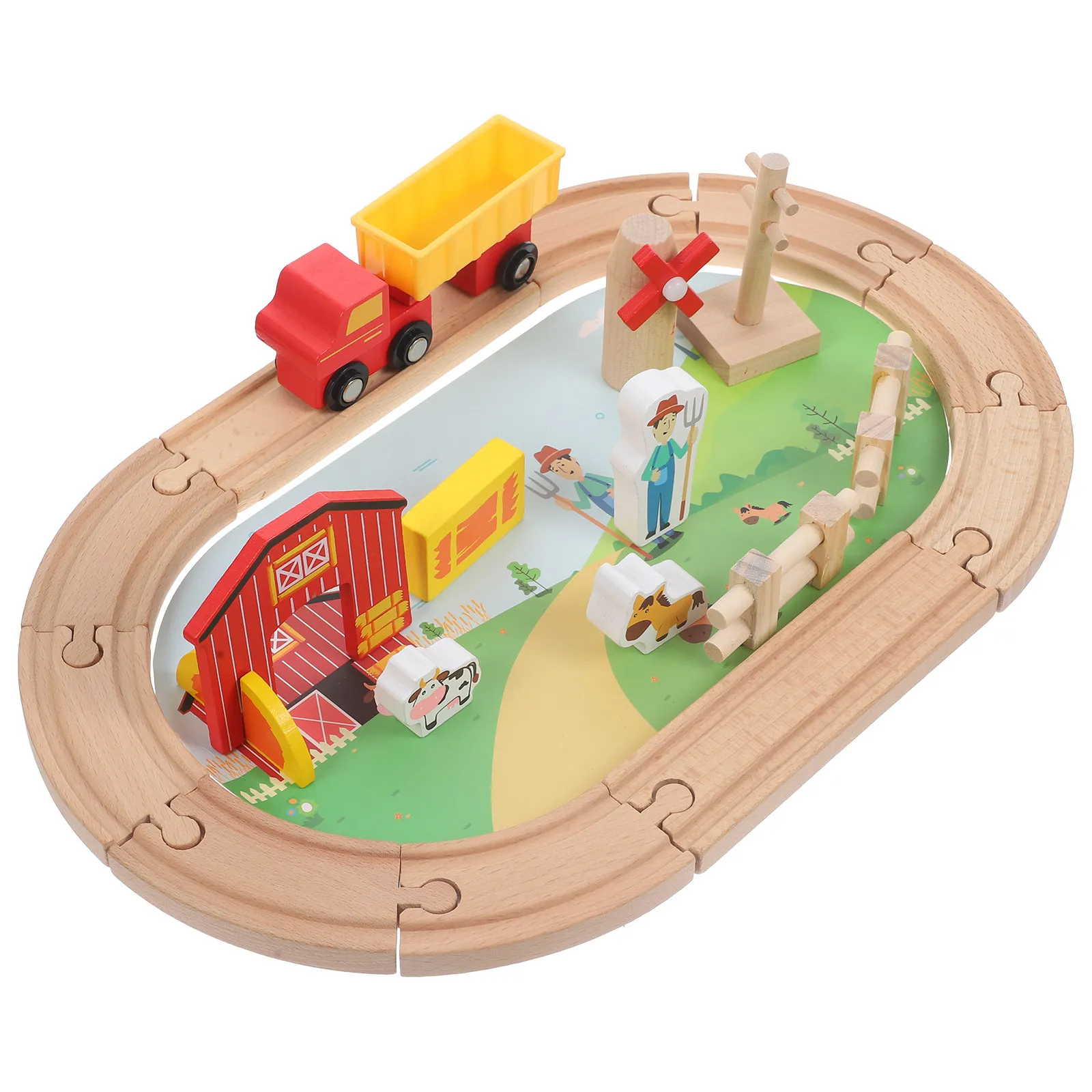 

1Set Wooden Train Track Farm Animals Educational Cognition for Toddlers Kids Learning Plaything Creative Development