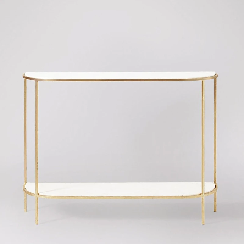 Nordic porch table wrought iron hall cabinet golden modern minimalist corridor living room semi-circular wall table porch table