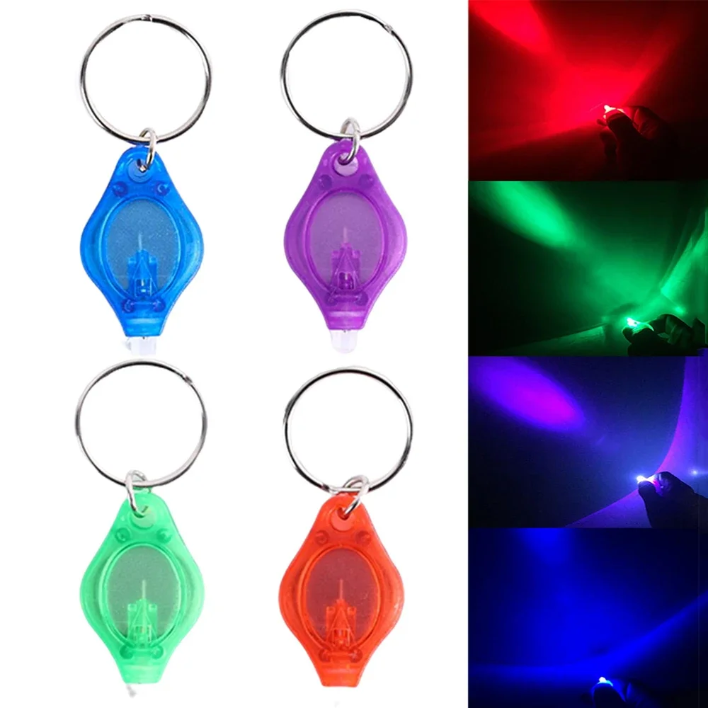 4 Pcs Mini Flashlights UV Flashlight Green/Red/Blue/UV Light Battery Powered Small Torch Pocket Emergency Light Keychain Lights