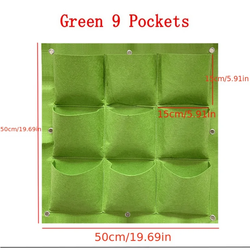 9Piece 3D Multi-layer Vertical Planting Bags Pack Family Balcony Wall Vegetable Garden Potted Plant Essential for Home Gardening