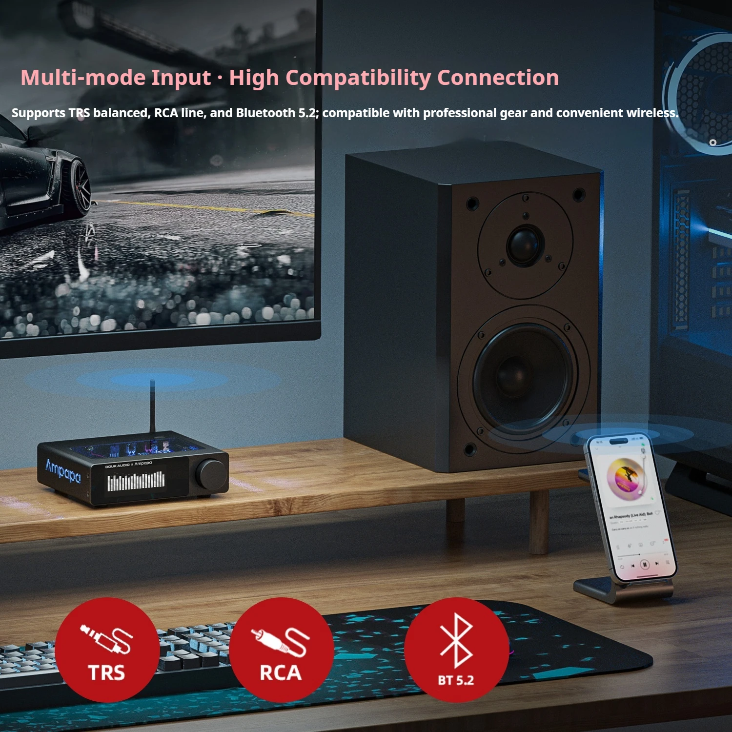 DOUK AUDIO D1 Ampapa Bluetooth Amplifier Digital Screen VU Strap 