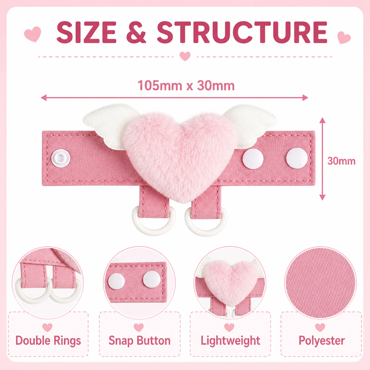 1pcs Plush Heart Extender Buckle D-ring Bag Charm Cute Cartoon Doll Organizer Pendant Display Buckle DIY Jewelry Accessories