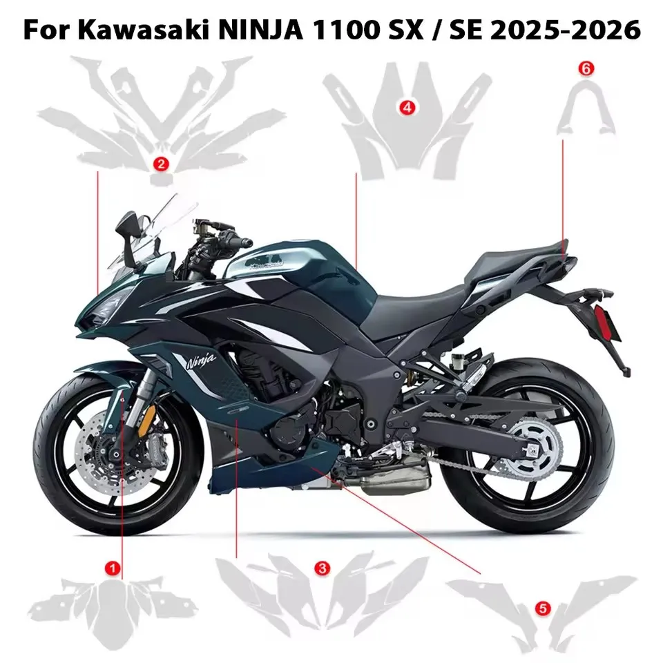 TPU PPF Paint Protection Film For Kawasaki NINJA 1100 SE 2025-2026 Self-Healing Invisible Motorcycle Body Wrap Anti-Scratch