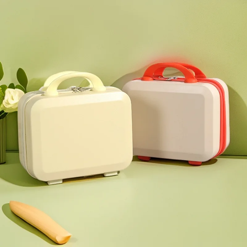 For 14 Inch Dopamine Color Mini Makeup Suitcase Portable Hand Password Cosmetic Storage Box Travel Carry‑on Organizer Case
