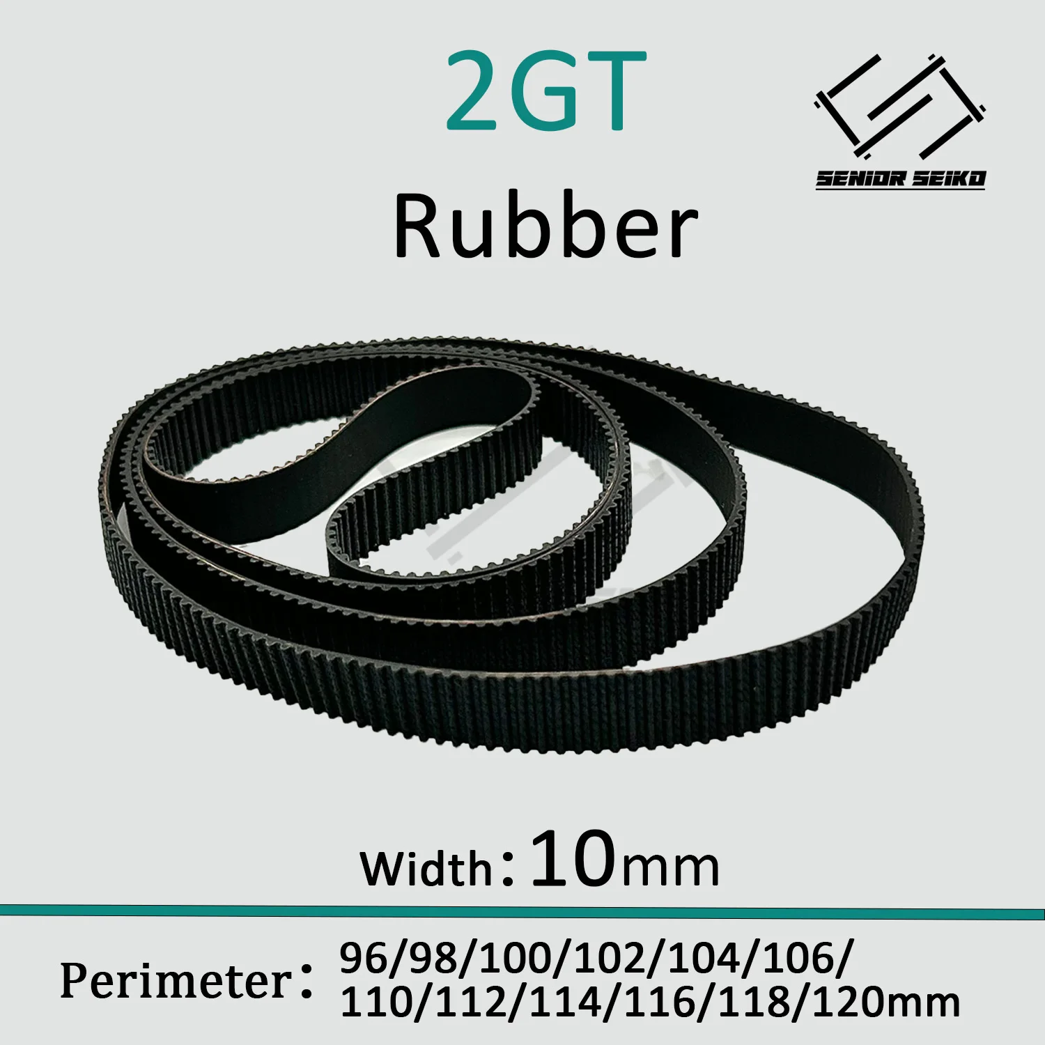 2GT 2M Belt Width 10mm Rubber CBelt Closed Loop Perimeter 96/98/100/102/104/106/110/112/114/116/118/120mm Timing Synchronous 3C