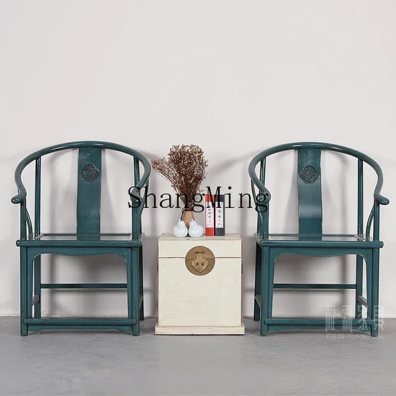 SM exquisite new Chinese style antique furniture solid wood Taishi chair three-piece set elm meeting armchair