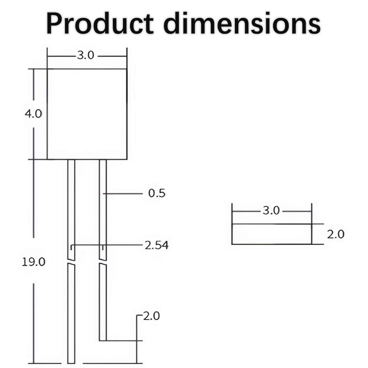 Rambut Merah LED Persegi 2X3X4Mm Merah, Rambut Biru Biru, Rambut Hijau Hijau, Rambut Ungu Ungu, Rambut Kuning LED Kaki Pendek Kuning