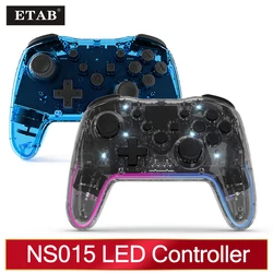 Manette sans fil transparente pour Nintendo Switch Pro, manette BT pour PC, PS3, TV Box, LED, manette noctilucent, manette de jeu sans décalage, 2.4G