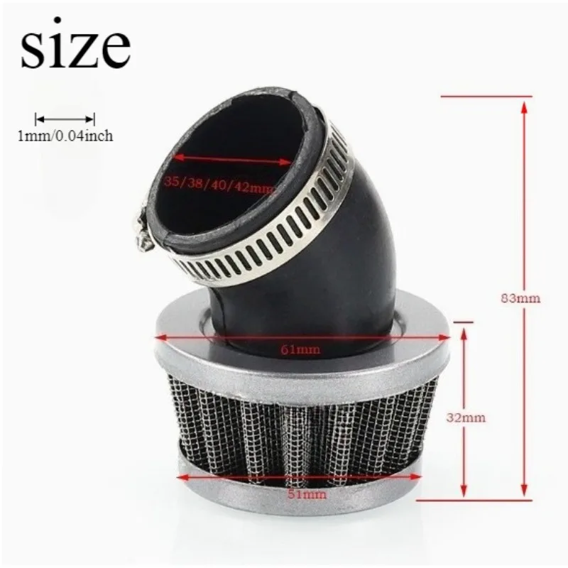 35/38-40/42mm High Flow Angled Air Filter for ATV Beach Bike Motorcycle Scooter Replacement