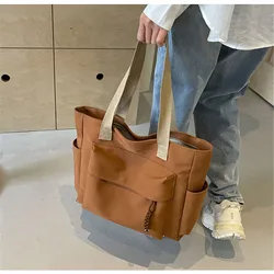 Large Capacity Canvas Bag For Women 2024 New Casual Shoulder Bags Summer Student Commute Tote Bag Handbag