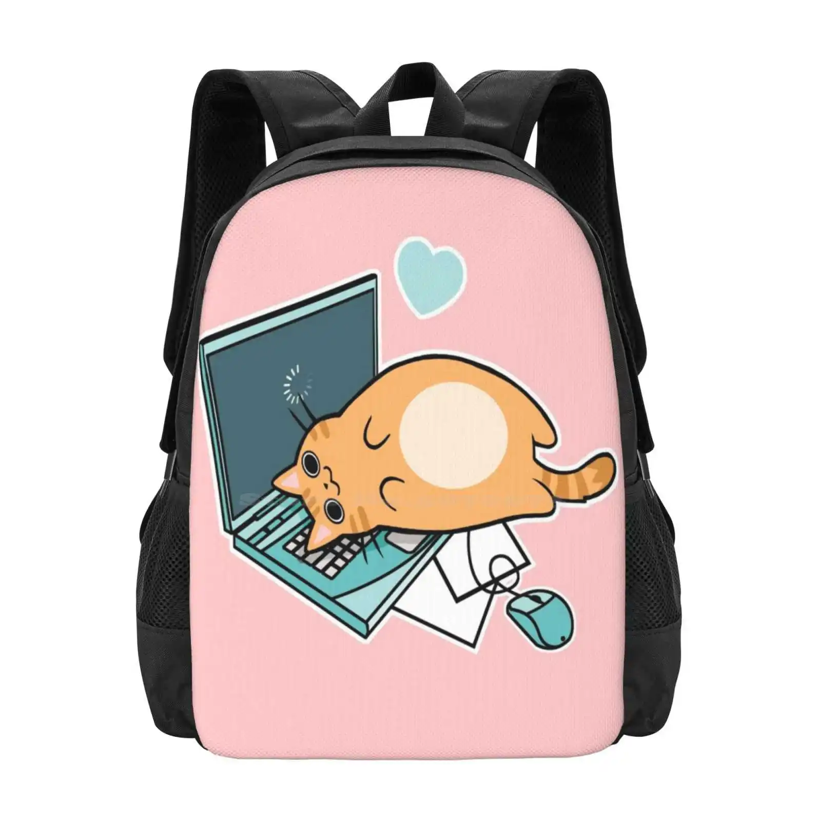 Cute Laptop Cat New Arrivals Unisex Bags Student Bag Backpack Cat Kitten Kitty Laptop Computer Cute Adorable Funny Love Lovable