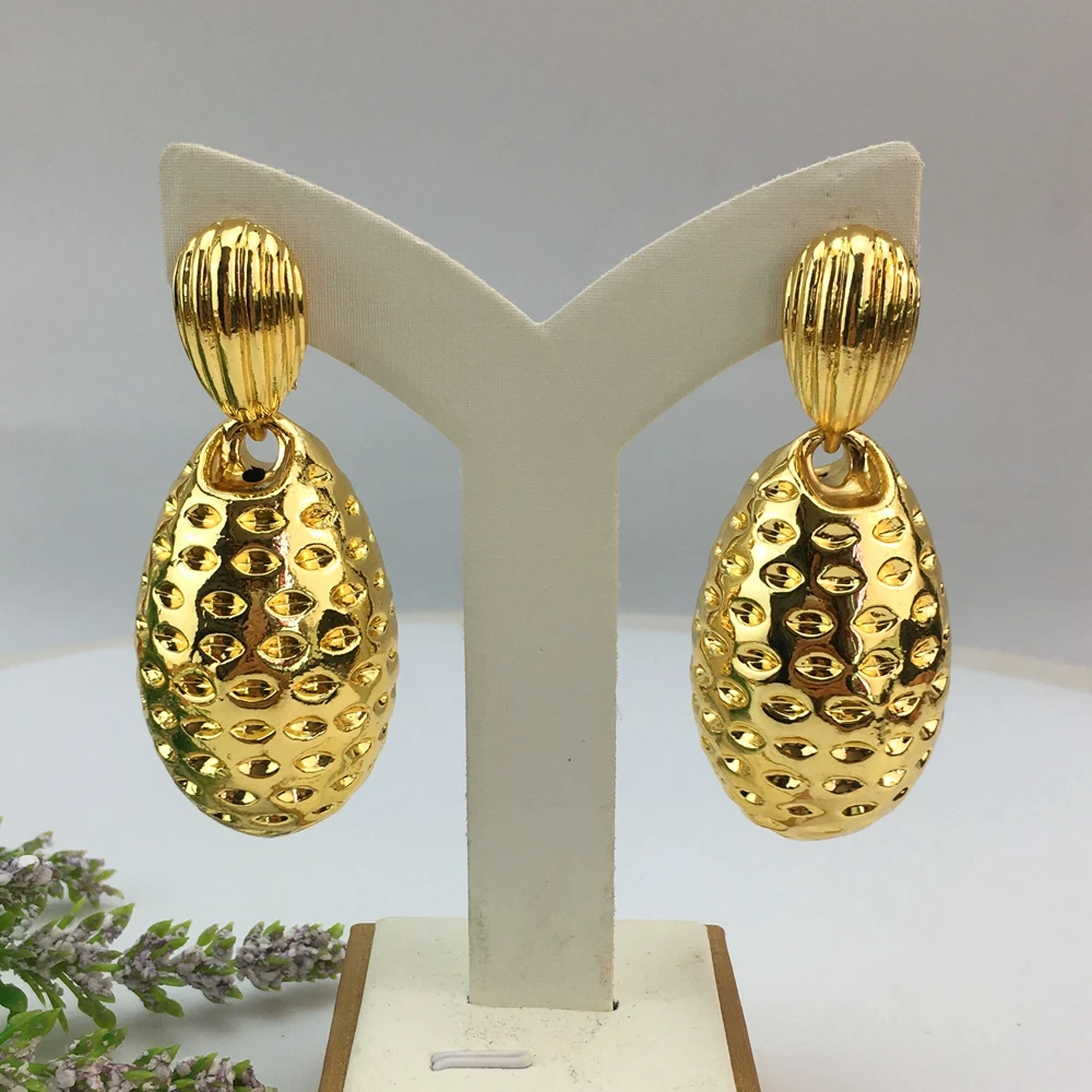 EMMA Big Drop Earrings for Women Vintage Exaggerated Female Light Weight Goldplated Earrings Jewelry FHK19835