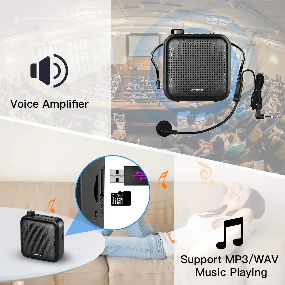 Amplificateur vocal portable, haut-parleur ultra-léger aste pour enseignants, mégaphone, mini haut-parleur audio avec microphone