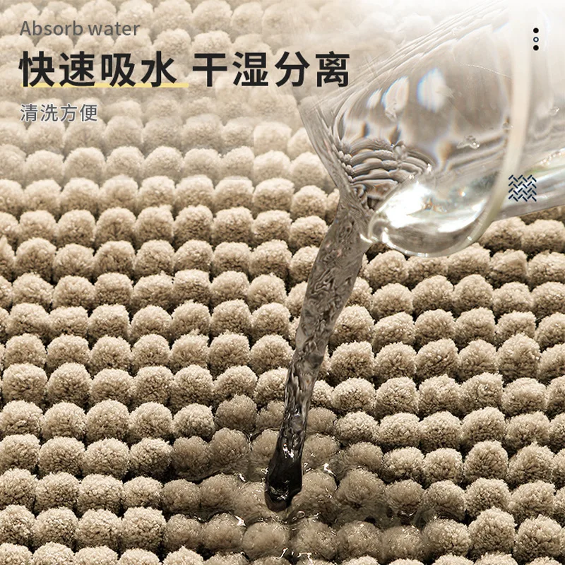 

Chenille Bath Mat Soft Non-slip Bathroom Shower Rug Extra Absorbent Mat Washable Quick Drying Foot Floor Carpets