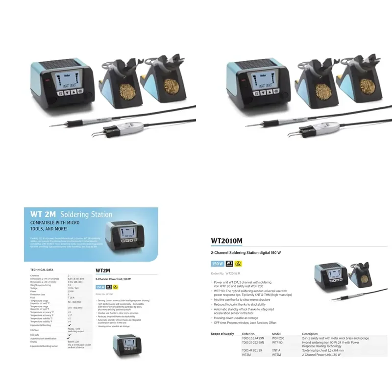 for Weller WT2020M 2 Channel Soldering Station Digital Display 150W Welding Iron Temperature Control Tool