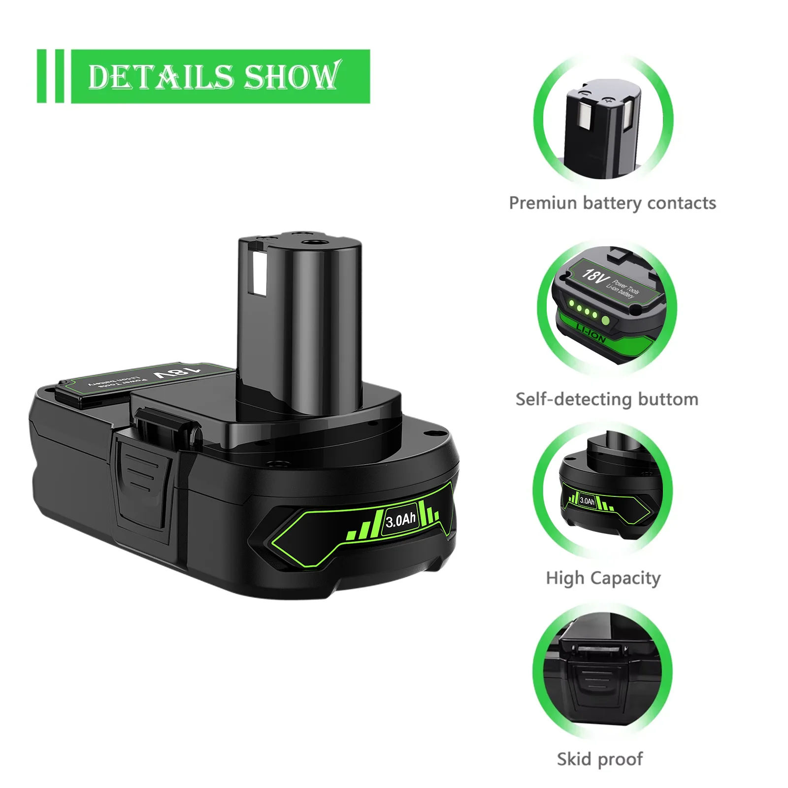 Bonacell 18V batterie for Ryobi 18 V p107 p108 P104 P105 P102 P103 replacement battery for Ryobi cordless drill 3000mAh