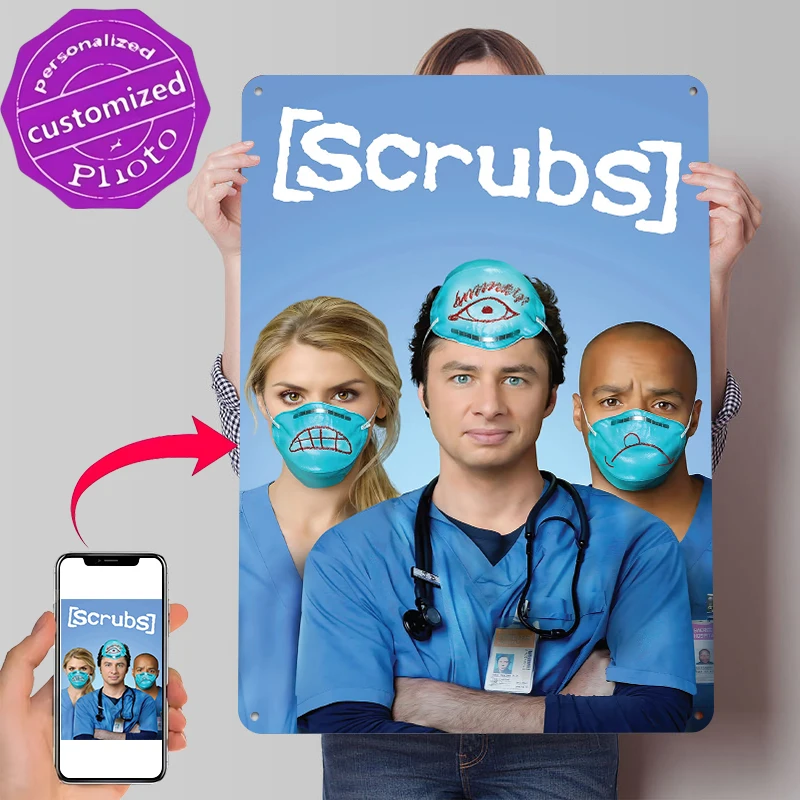 Scrubs Tin Poster Customized Wall Art Retro Vintage Metal Signs for Fans Room Aesthetic Decoration At Home Setup Decorations