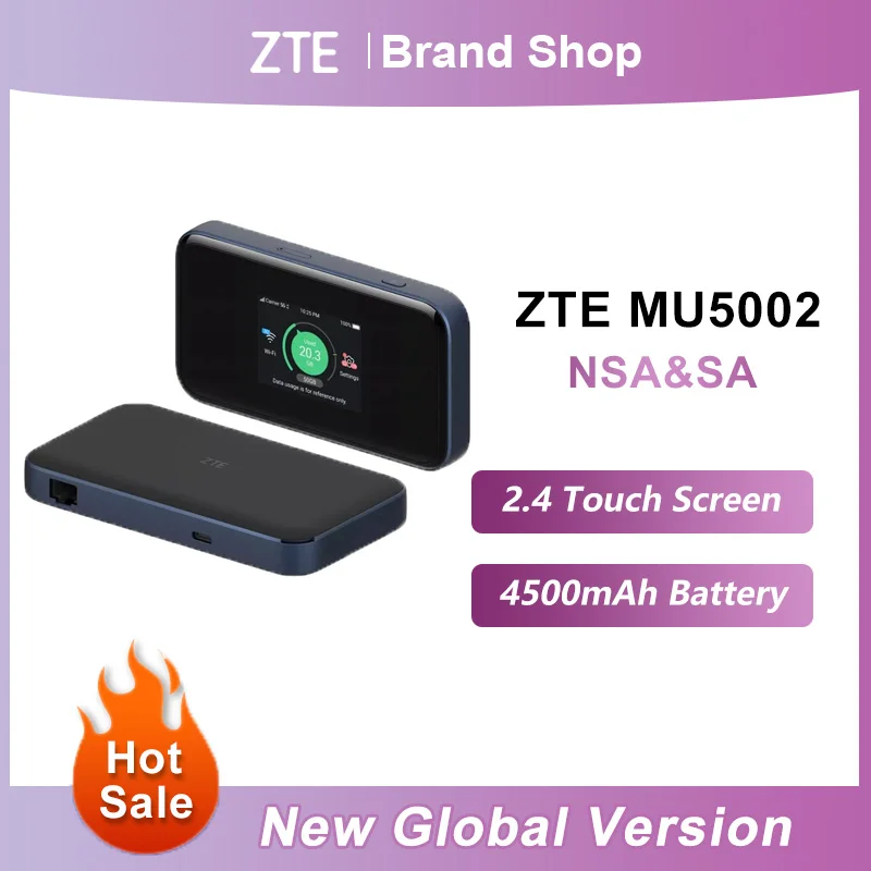 Original ZTE 5G Router แบบพกพา WiFi MU5002 Sub-6 5G WiFi WiFi 1800 Mbps CAT22 Mobile Hotspot 5G Router กับซิมการ์ดสล็อต