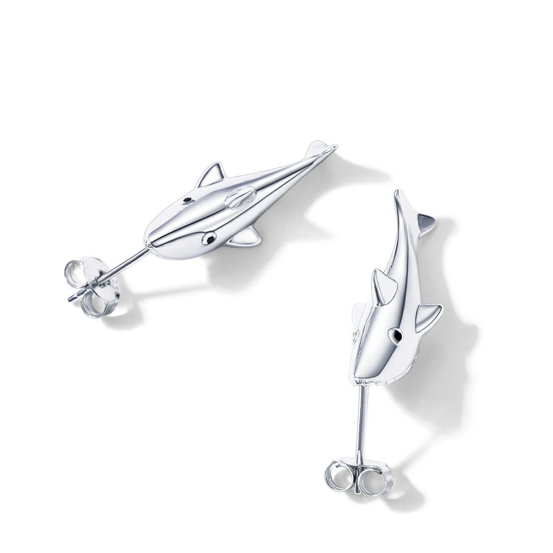 

U7 925 Sterling Silver Cute Shark Stud Earring For Woman Daily Jewelry