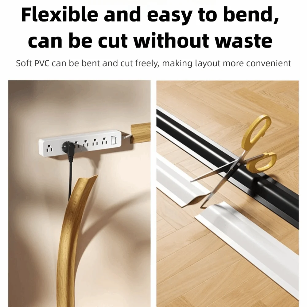 High Quality Soft Cord Cover PVC Flexible Wire Cover Self-Adhesive Cable Management Cable Protector Office